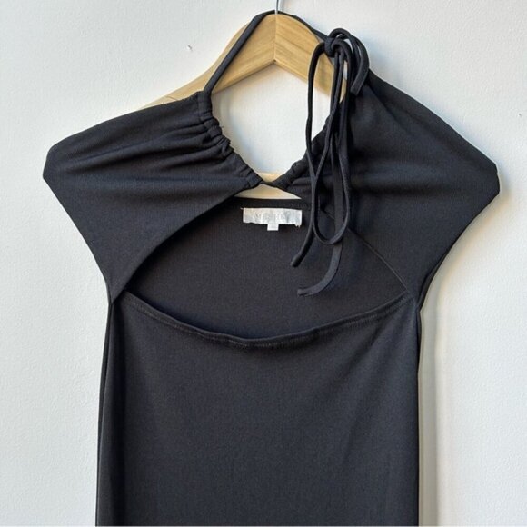 Meshki Maddie Ribbed Cut Out Maxi Bodycon Dress Black Size M - Picture 3 of 7
